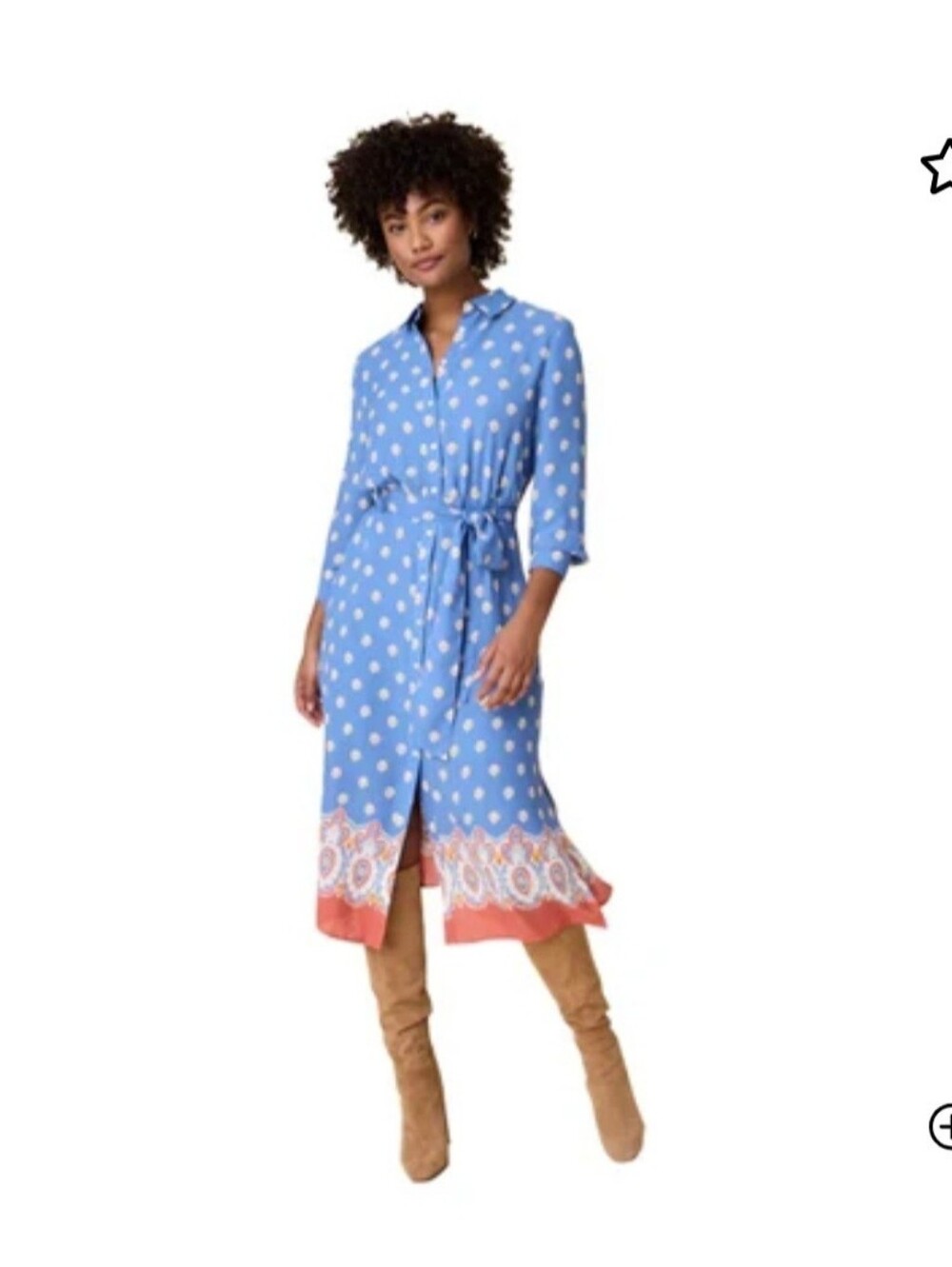 UNTUCKit Blue Print Button Front Shirt Dress Tie Waist Size 8 Like New